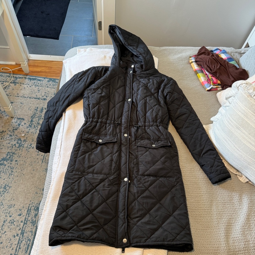 Brave Soul Black Puffer Jacket with Quilted Design